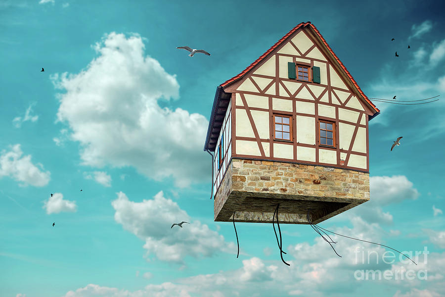 Flying House In The Sky Digital Art by Val Thoermer | Fine Art America