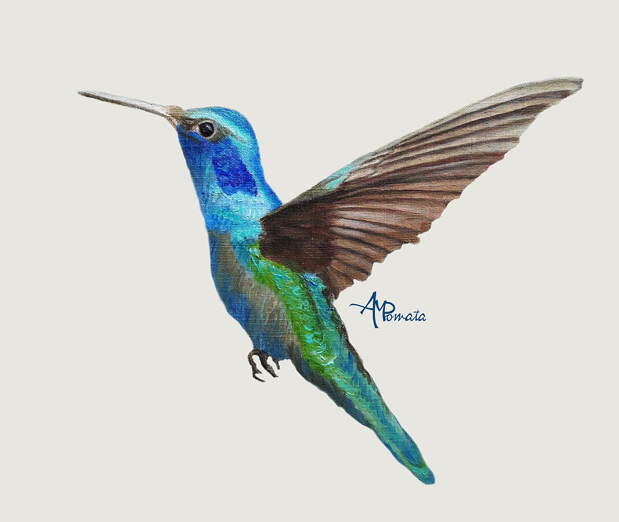 Flying Hummingbird I Painting by Angeles M Pomata