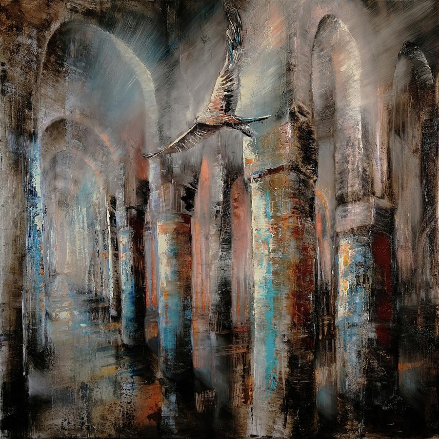 Flying - In The Portico Painting by Annette Schmucker