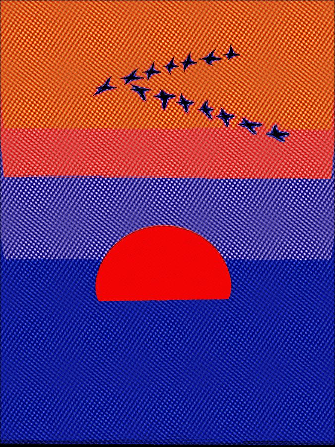 Flying into the Sunset - Neon Pop Art Painting by Beautify My Walls