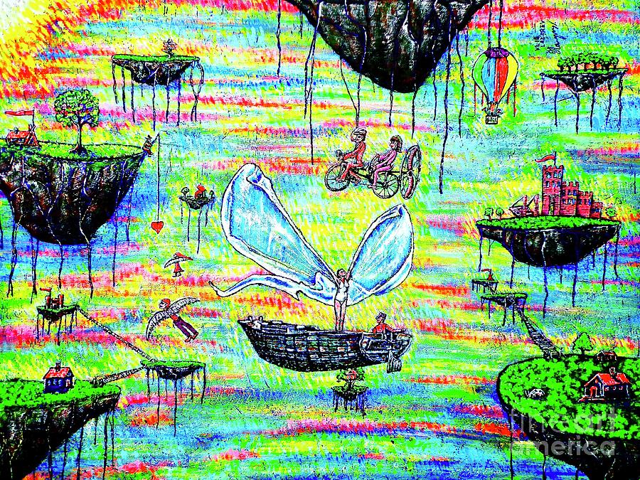 Flying Islands Painting by Viktor Lazarev