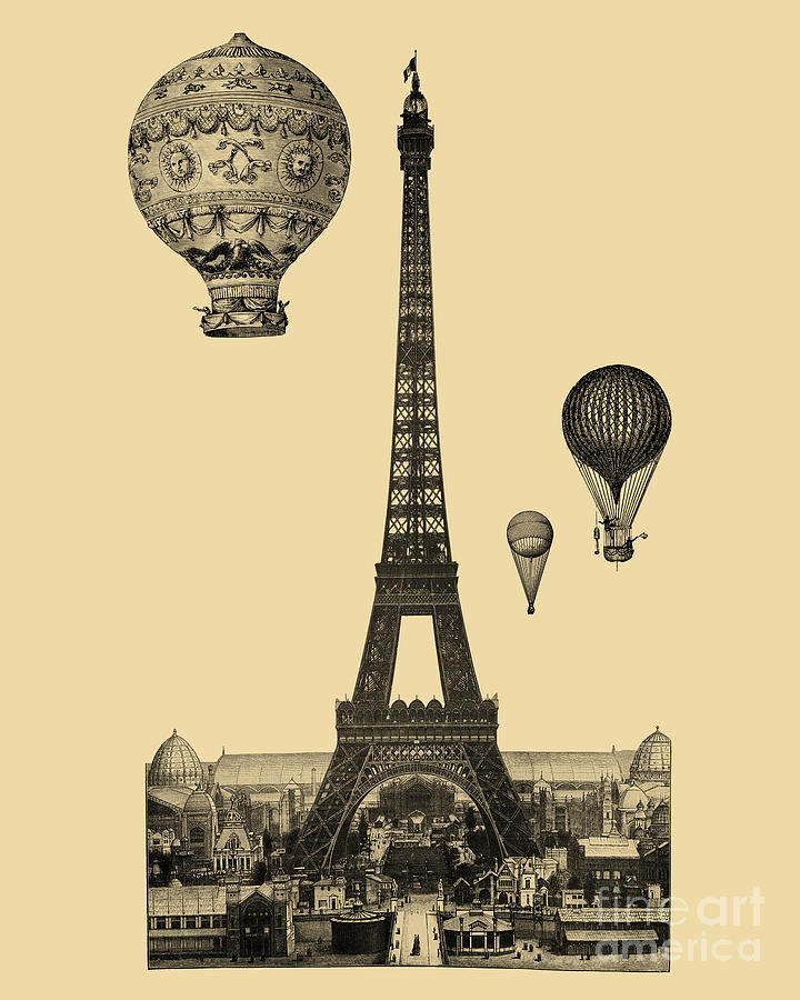 Eiffel Tower Digital Art - Flying Over Paris by Madame Memento
