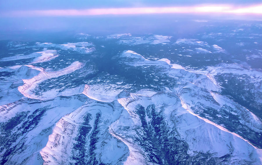 Flying Over Rockies In Airplane From Salt Lake City At Sunset Photograph by Alex Grichenko