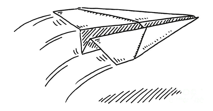 Flying Paper Airplane Drawing Drawing by Frank Ramspott - Fine Art America