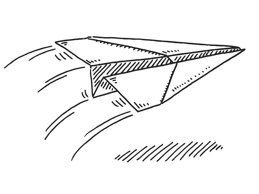 Flying Paper Airplane Drawing Drawing by FrankRamspott