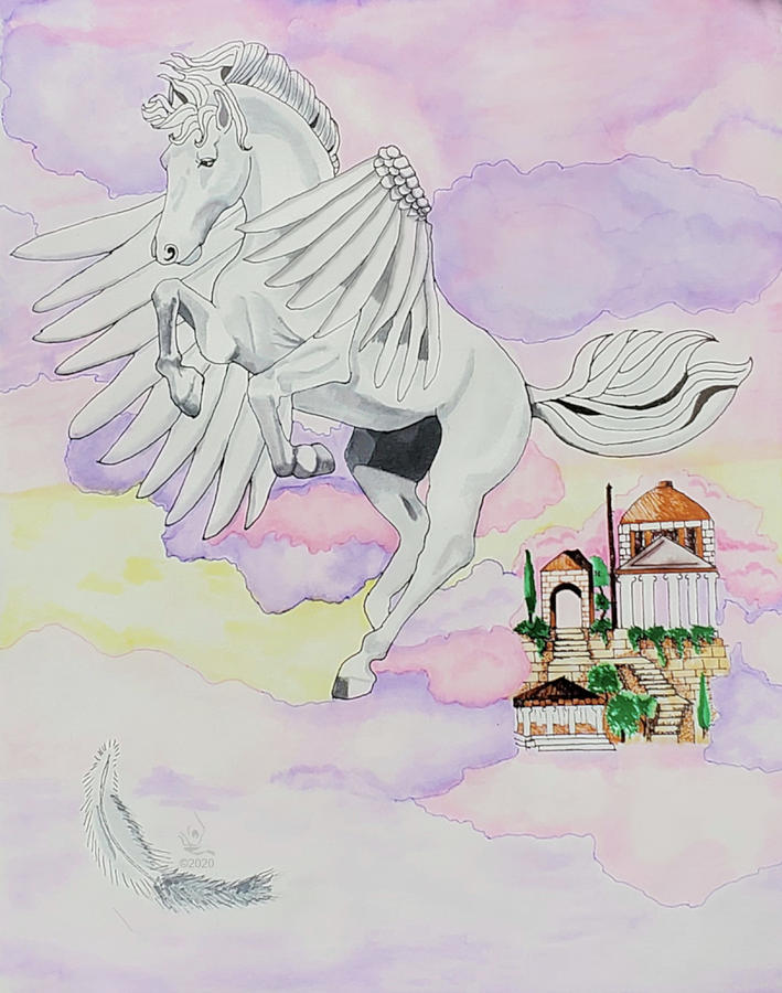 Flying Pegasus Painting by Equus Artisan