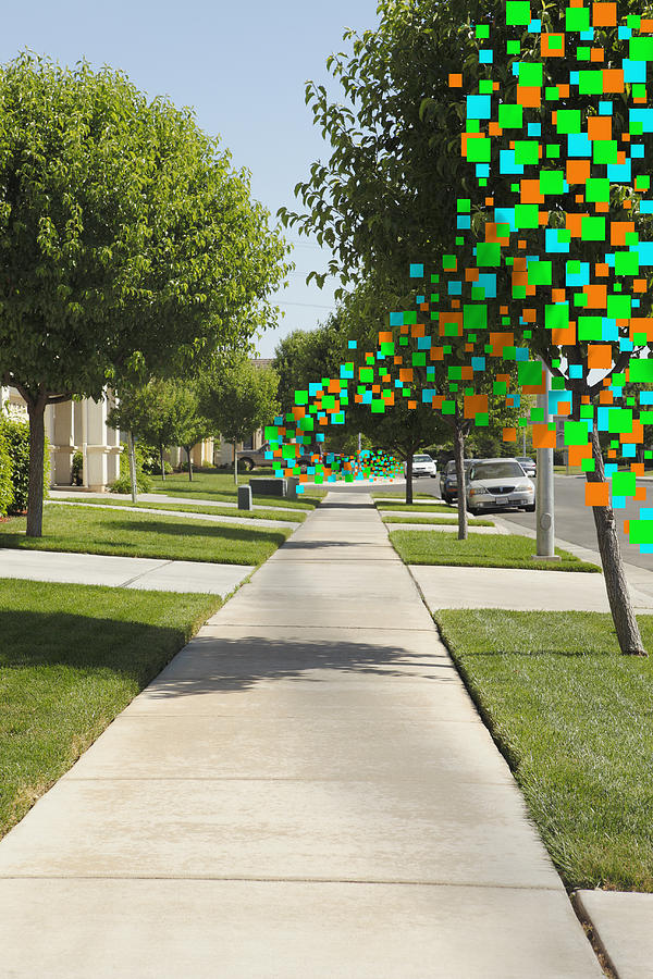 Flying Pixels Along Sidewalk Photograph by Paul Taylor