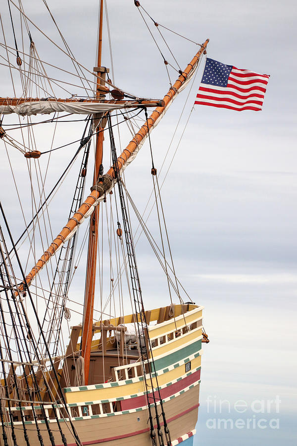 Flying proudly over Mayflower II Photograph by Janice Drew