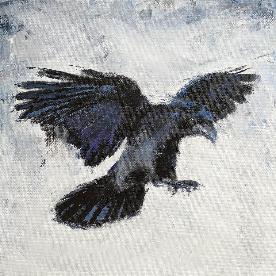 Flying raven artwork Painting by Iryna Khort - Fine Art America