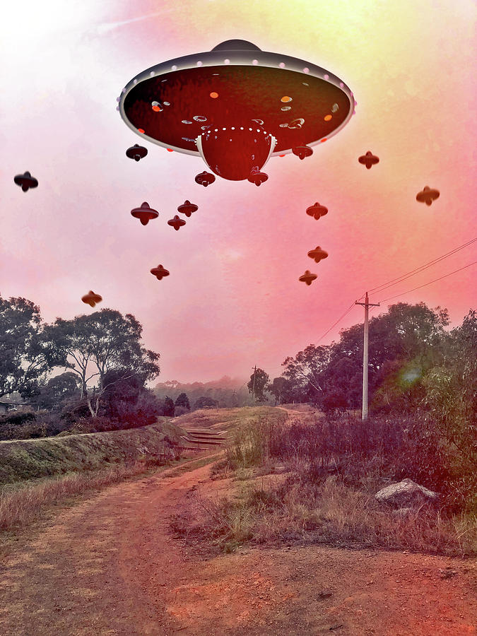 Flying Saucer Mothership Canberra Red Hill Digital Art by Russell Kightley