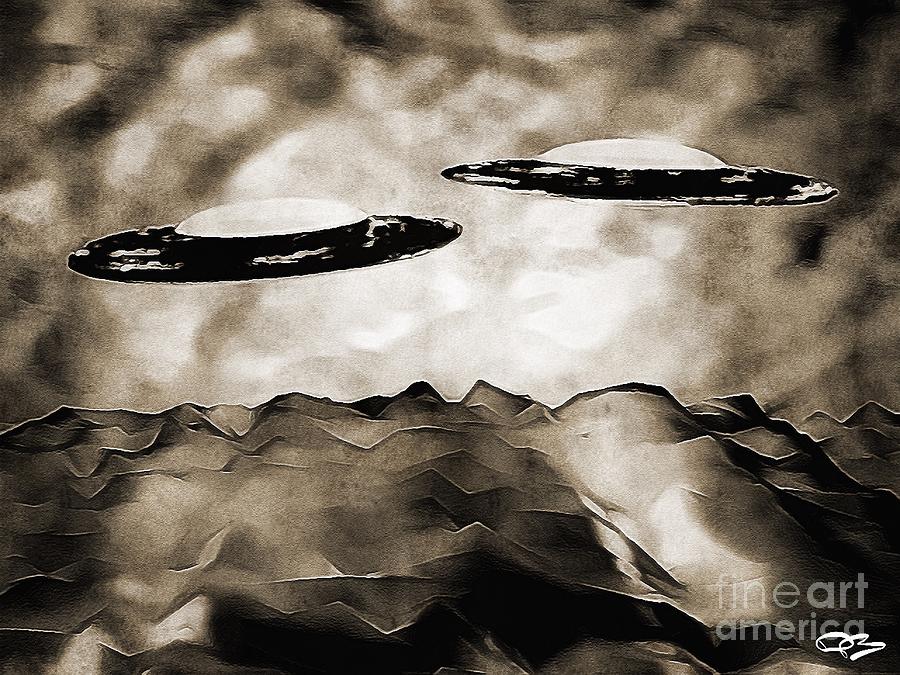 Flying Saucer Sky Scenes In Black And White 3 Digital Art By Douglas 