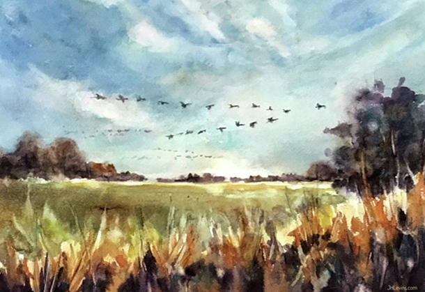 Flying South Painting by Judith Levins
