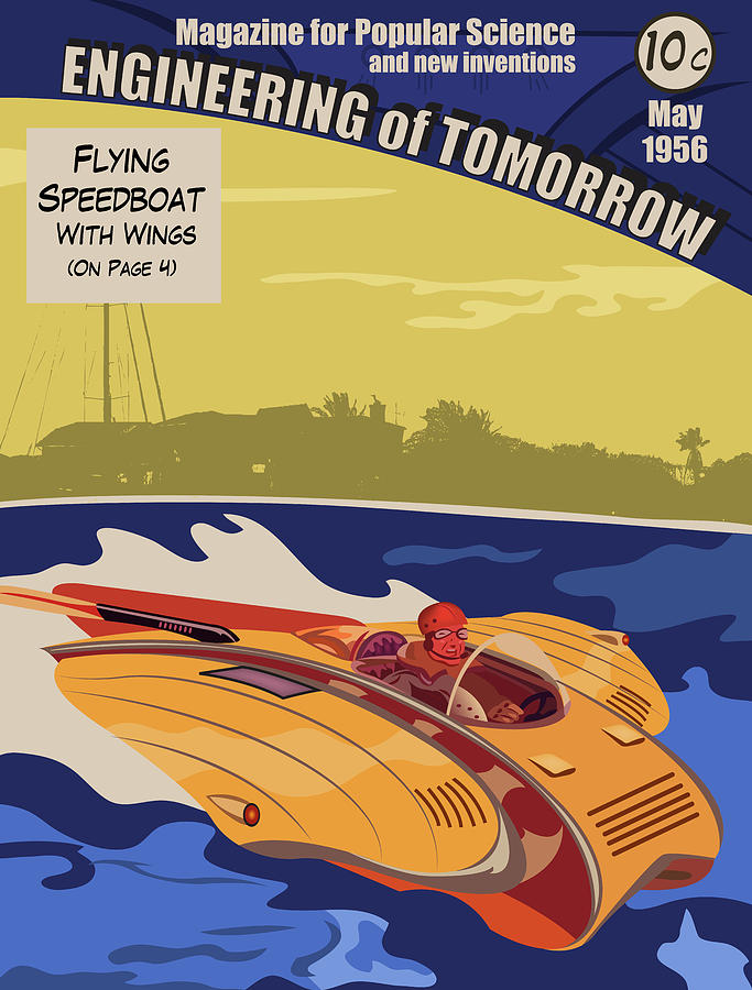 Fantasy Digital Art - Flying Speedboat by Long Shot