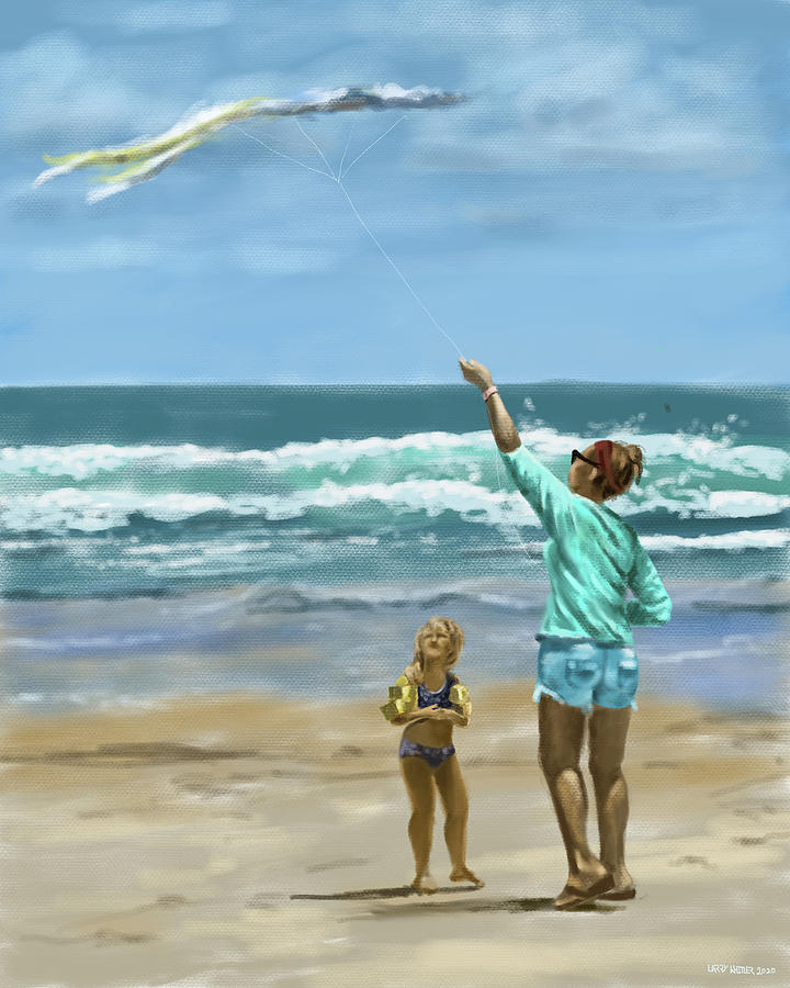 Flying The Beach Kite  Digital Art by Larry Whitler
