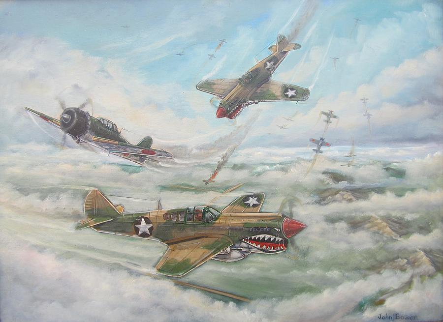 Flying Tiger Dog Fight Painting by John Bower