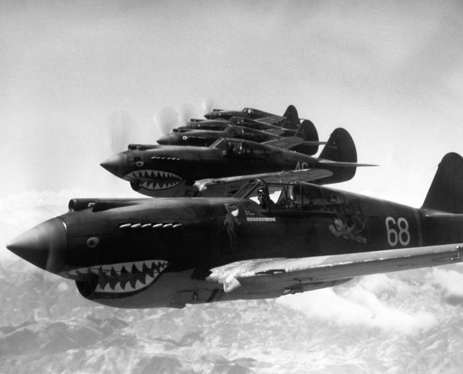 Flying Tigers - Hells Angels Squadron In Formation - 1942 Photograph by War Is Hell Store