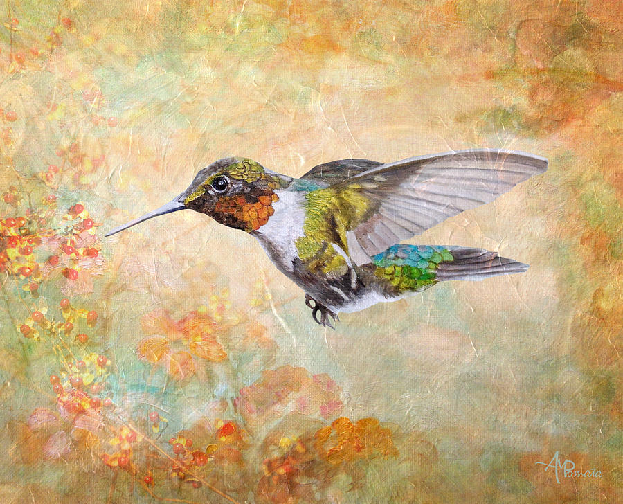 Flying To The Berries Painting by Angeles M Pomata