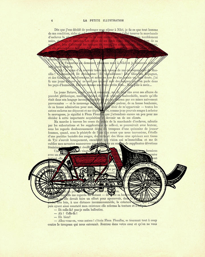 Vintage Mixed Media - Flying Trike by Madame Memento