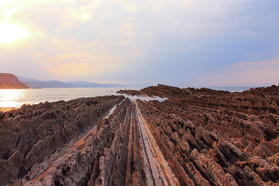 Sunset Photograph - Flysch in Zumaia by Abrahan Fraga