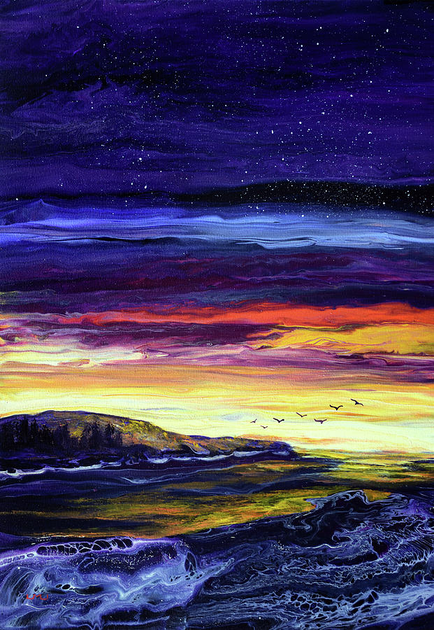 Foam on the Twilight Sea Painting by Laura Iverson