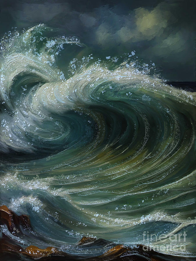 Foaming sea waves. Digital Art by Andrzej Szczerski