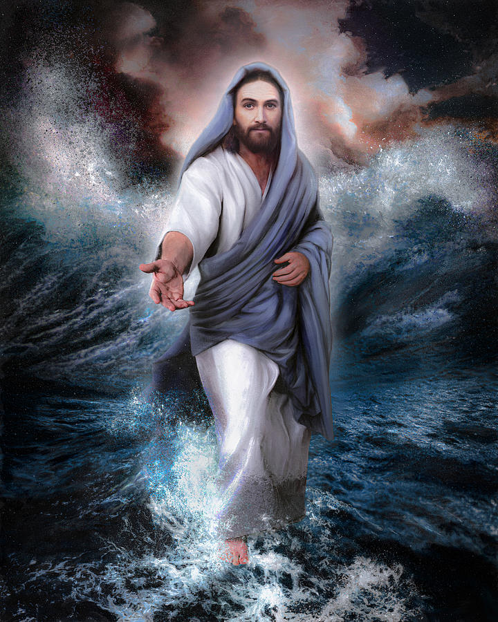 Jesus Christ Painting - Focus on Me, Not the Storm by Brent Borup