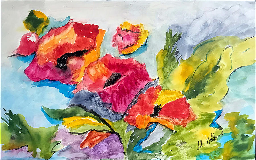 Luminous poppies Painting by Genevieve Holland
