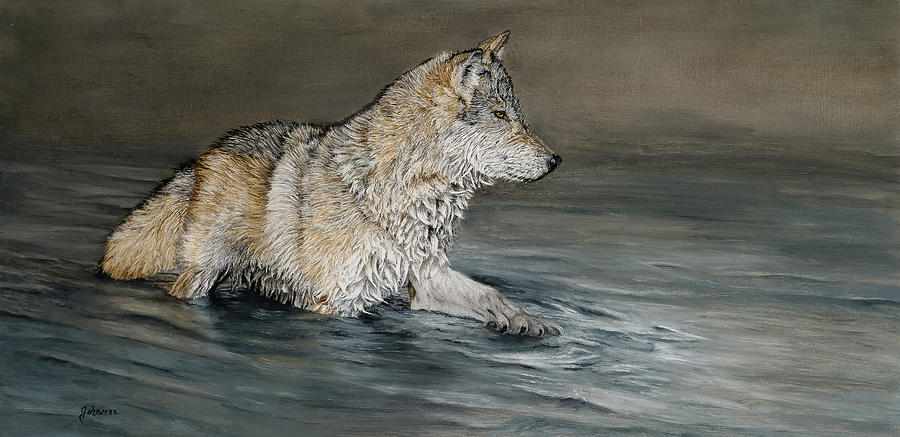 Focused Intent - Wolf Painting by Johanna Lerwick