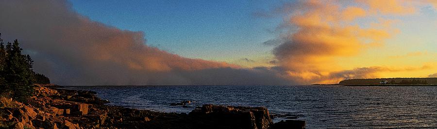 Fog Bank Panorama at Acadias Schoodic Peninsula Photograph by Marty Saccone