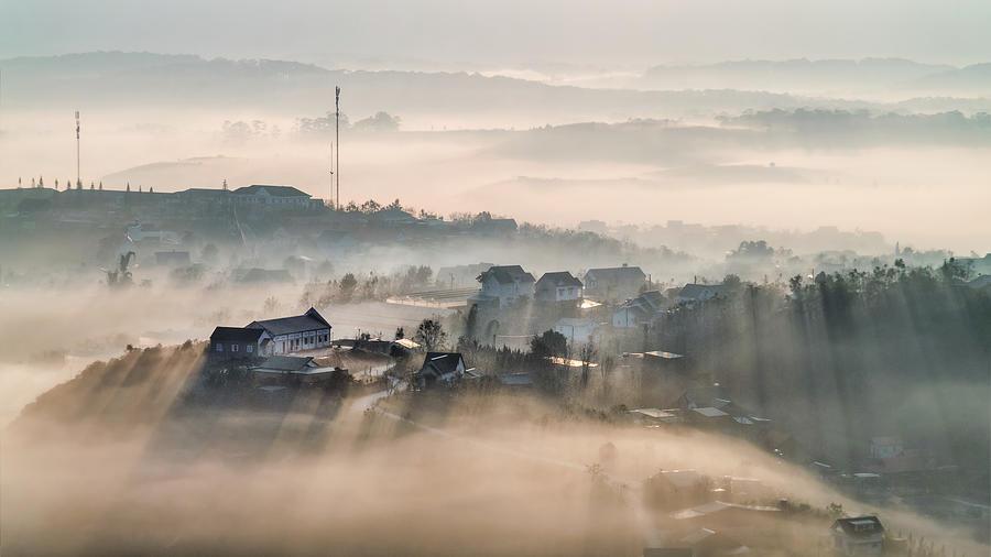 Fog Cover Small Village Photograph by Khanh Bui Phu