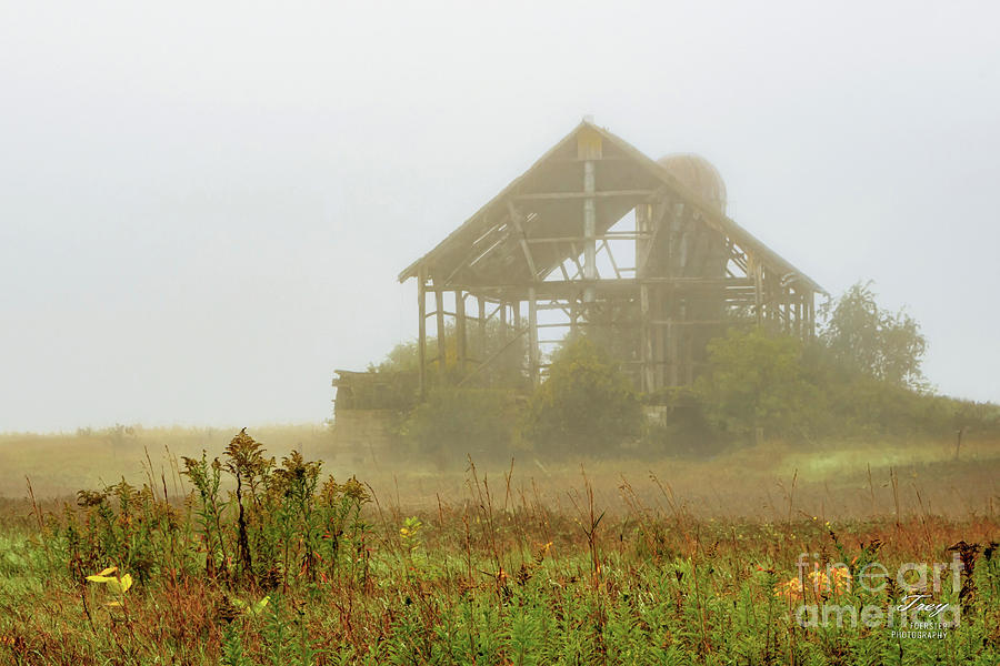Fall Photograph - Fog Framed Barn by Trey Foerster