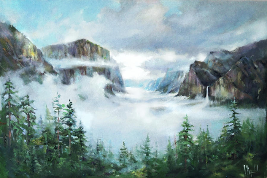 Yosemite National Park Painting - Fog in Yosemite Valley  by Valentina Ragsdale