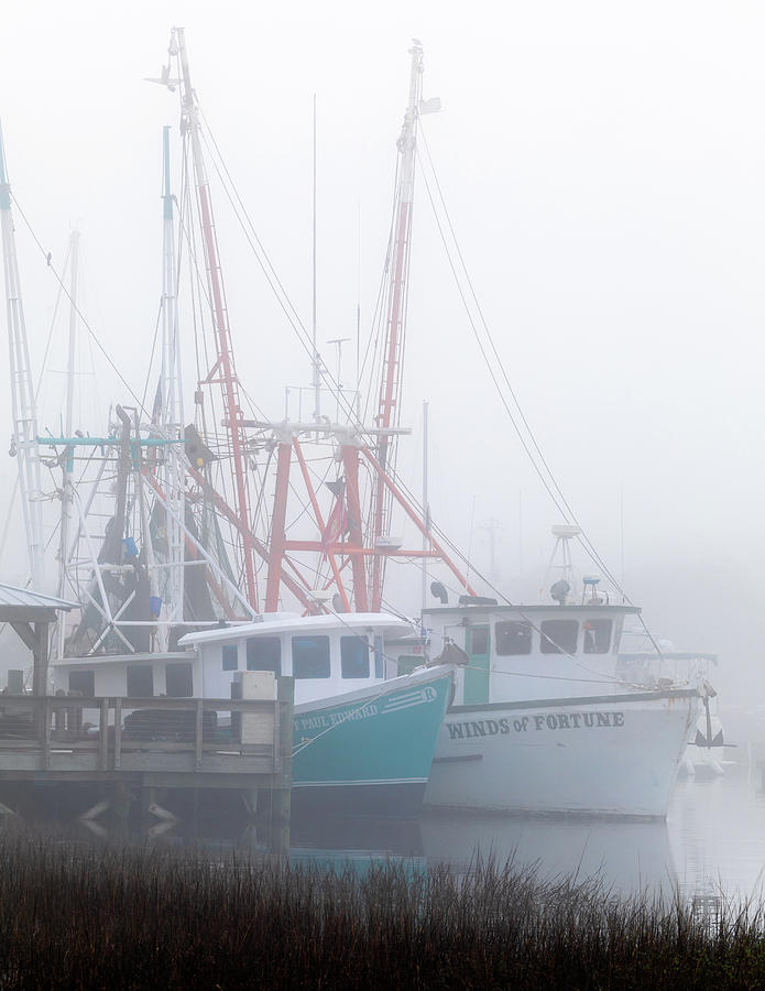 Fog on Shem Creek  Photograph by Donnie Whitaker
