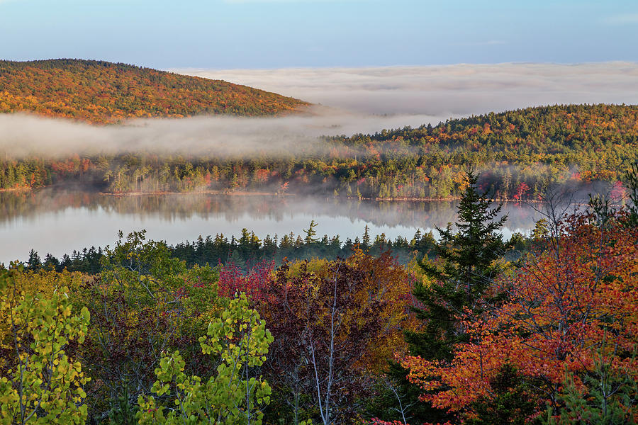 Fog Over Eagle Lake Acadia National Park Photograph by Andrew Pacheco