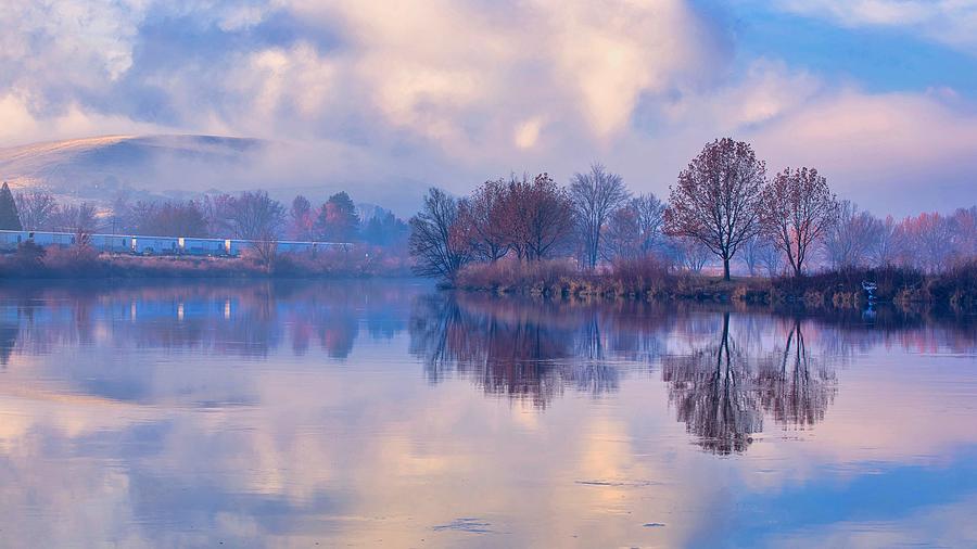 Fog Reflections in Winter Photograph by Lynn Hopwood
