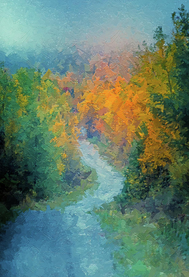 Foggy Autumn Road Painting by Dan Sproul