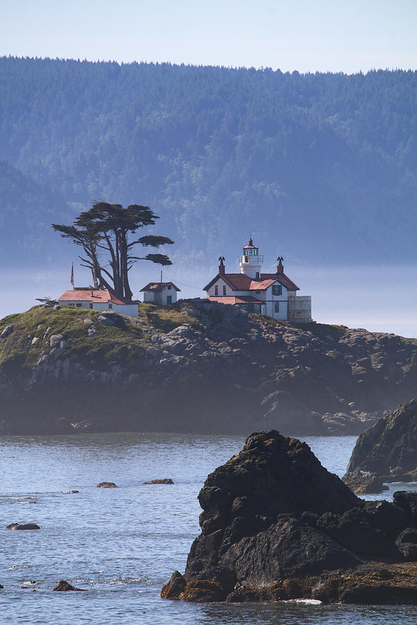 Foggy Battery Point Lighthouse Photograph by Art Block Collections