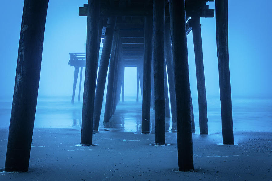 Foggy Blue Ocean City Morning Photograph by Kristia Adams
