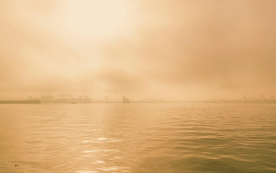 Foggy Burrard Dry Dock North Vancouver 4439-100 Photograph by Amyn Nasser