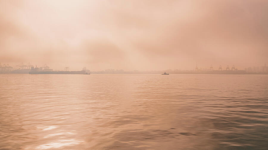Foggy Burrard Dry Dock North Vancouver 4448-100 Photograph by Amyn Nasser
