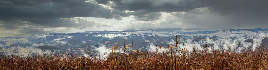 Foggy Cloudy Blue Ridge panorama 301 Photograph by Dan Carmichael