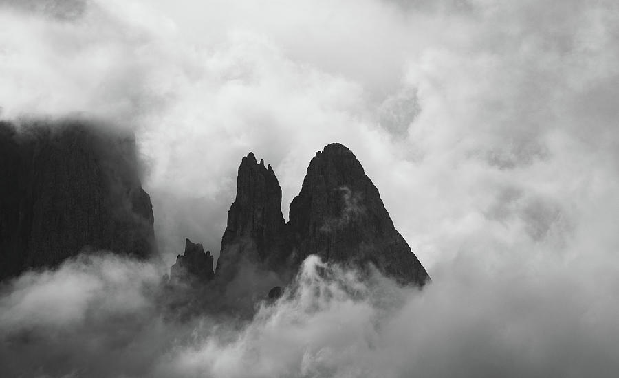 Foggy  cloudy rocky mountain peak  landscape Photograph by Michalakis Ppalis