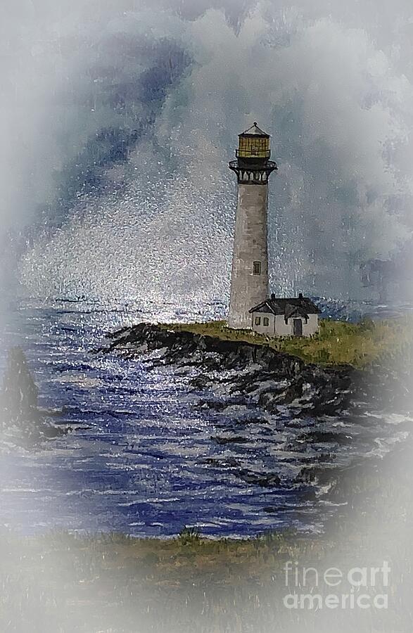 Foggy Day at Pigeon Point Painting by Michael Silbaugh
