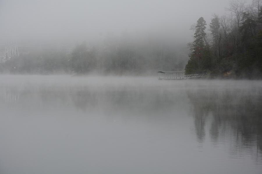 Foggy Day On Mountain Lake Photograph