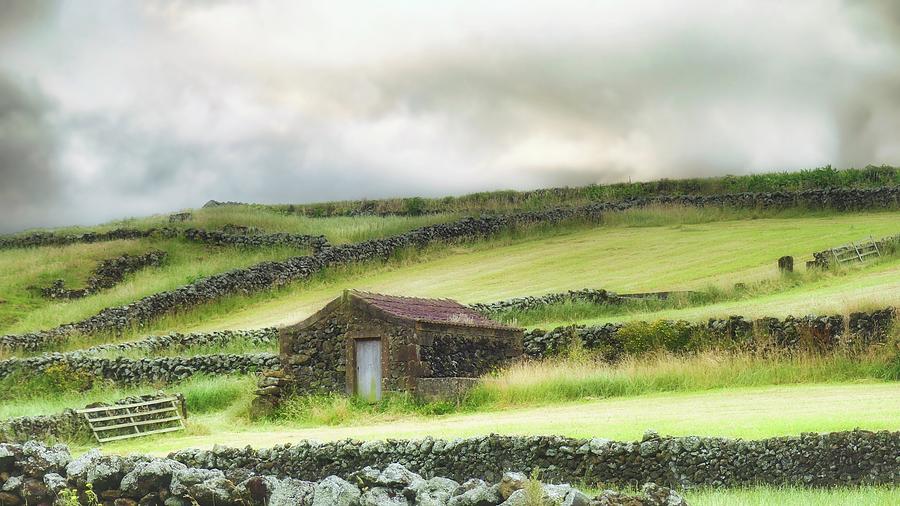 Foggy Day Over Stone Shed in Azores Photograph by Marco Sales