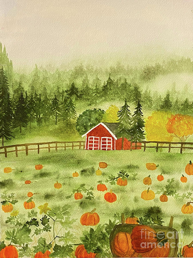 Foggy Farm Painting by Lisa Neuman