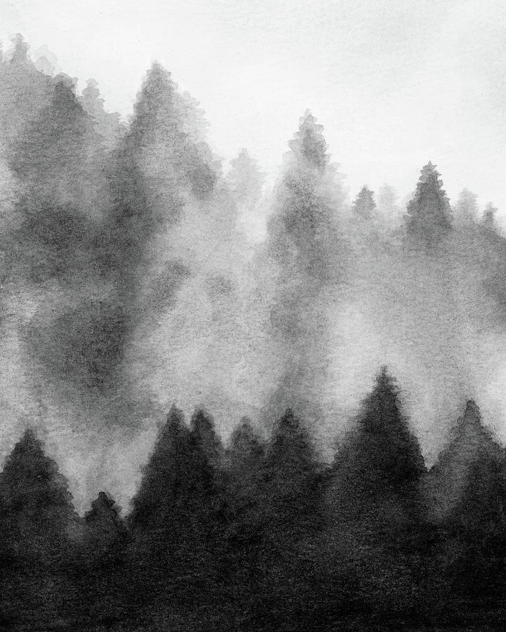 Foggy Forest I Painting by Rachel Elise