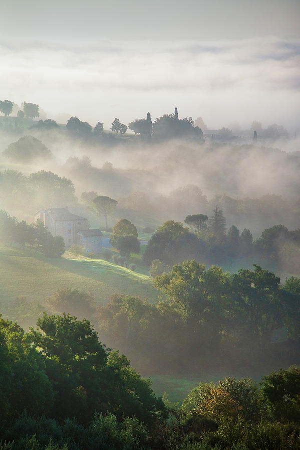 Foggy Hills of Tuscany 2 Photograph by Jenny Rainbow