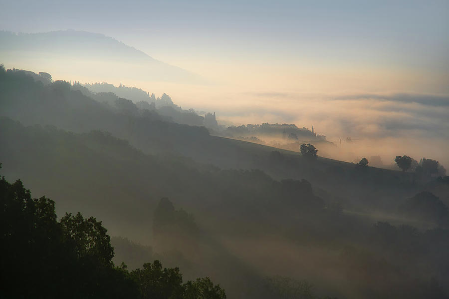Foggy Hills of Tuscany Photograph by Jenny Rainbow
