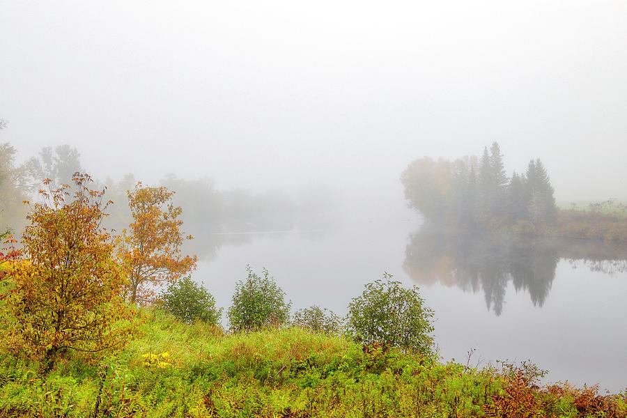 Foggy Morning and Fall Foliage at the Connecticut River Photograph by Juergen Roth